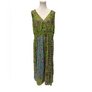 Hannah Green and Blue Sleeveless V-Neck Sundress Sz:3X